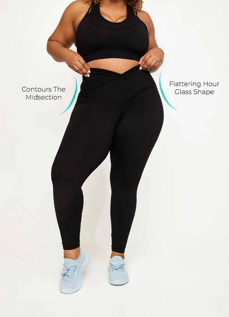 Shape Black Branded V Waist Gym Leggings | PrettyLittleThing